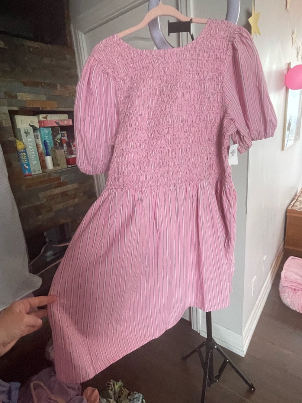 Old Navy Pink Smocked Puff Sleeve Mini Dress
